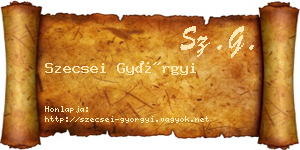 Szecsei Györgyi névjegykártya